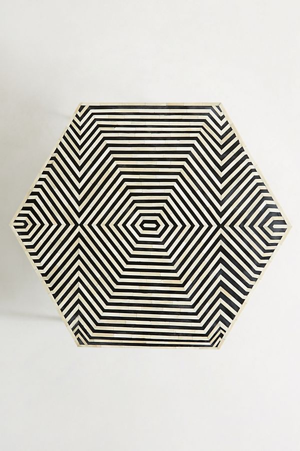 Bone Inlay Hexagonal Stripe Center Table Black
