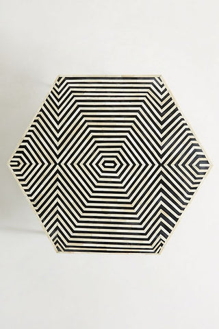 Bone Inlay Hexagonal Stripe Center Table Black