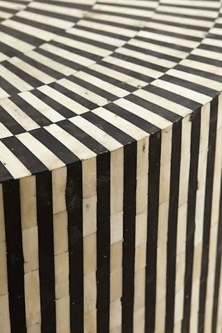 Bone Inlay Round Stripe Coffee Table Black