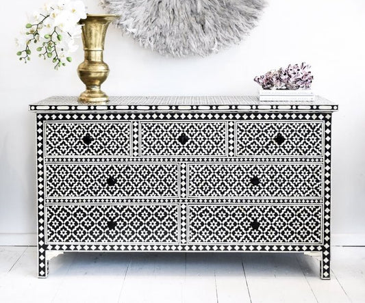 Indigo Black Bone Inlay Arctic Chest Of 7 Drawers