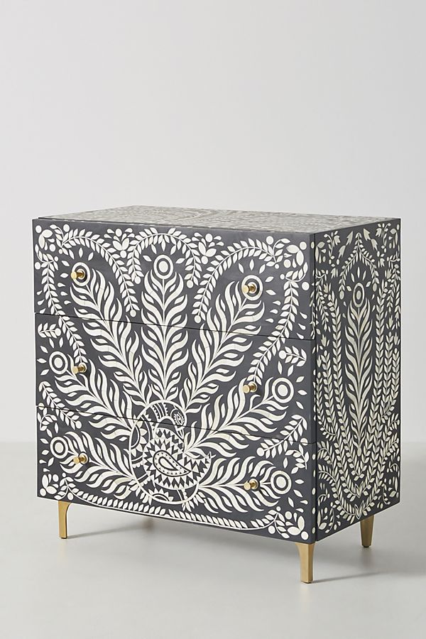 Lucienne Three Drawers Dresser Table in Black Color