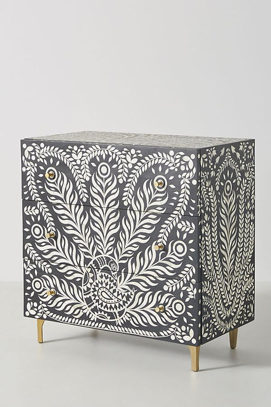 Lucienne Three Drawers Dresser Table in Black Color