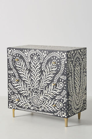 Lucienne Three Drawers Dresser Table in Black Color