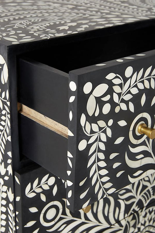 Lucienne Three Drawers Dresser Table in Black Color