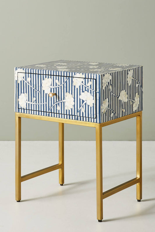 Ada Bone Inlay Nightstand Blue
