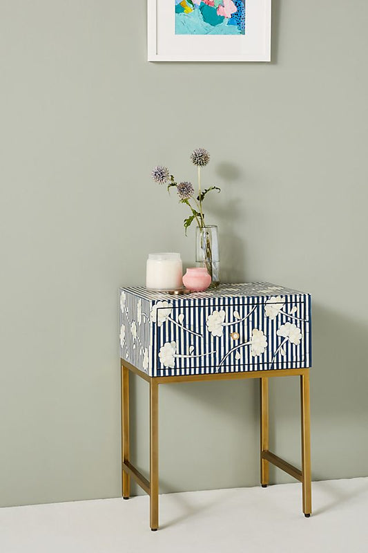 Ada Bone Inlay Nightstand Blue