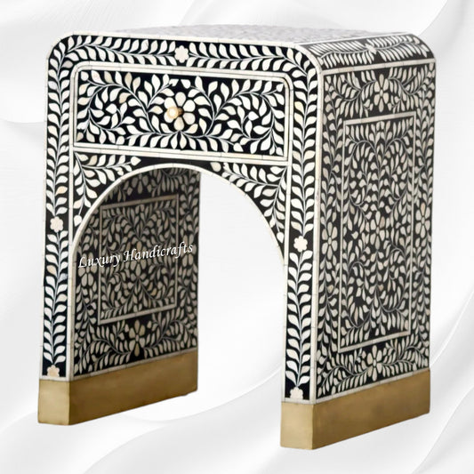 Alice Bone Inlay Bedside Black