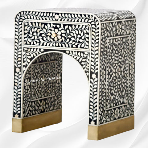 Alice Bone Inlay Bedside Black