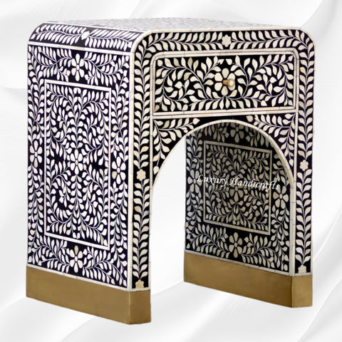Alice Bone Inlay Bedside Black