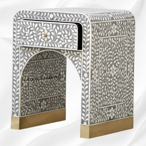 Alice Bone Inlay Bedside Grey