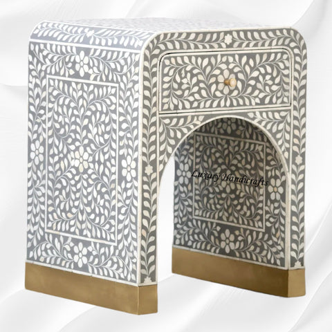 Alice Bone Inlay Bedside Grey