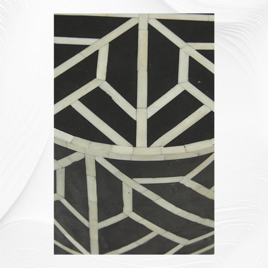Amelia Bone Inlay Geometric Side Table Black