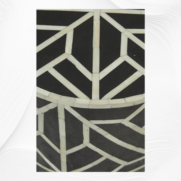 Amelia Bone Inlay Geometric Side Table Black