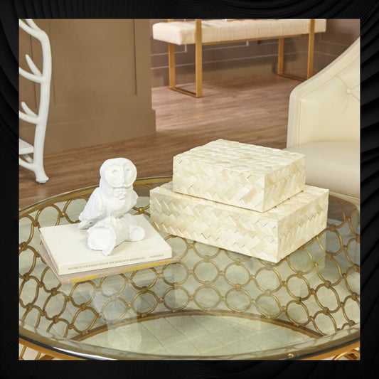 Anna Herringbone Inlay Box Set of 2