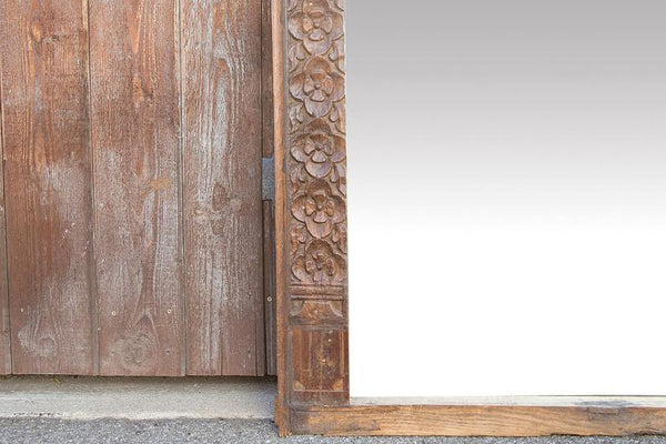 Antique Indian Salasar Carved Floor Mirror