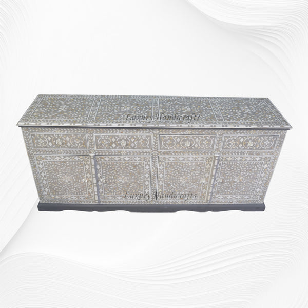 Arabic Mother Of Pearl Inlay Cabinet Light Grey
