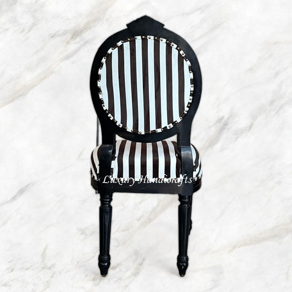 Archibald Baroque Velvet Stripped Black Chair 4
