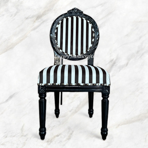 Archibald Baroque Velvet Stripped Black Chair 3