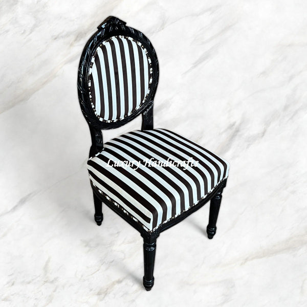 Archibald Baroque Velvet Stripped Black Chair 5