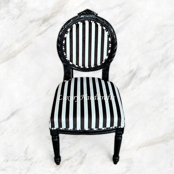 Archibald Baroque Velvet Stripped Black Chair 2