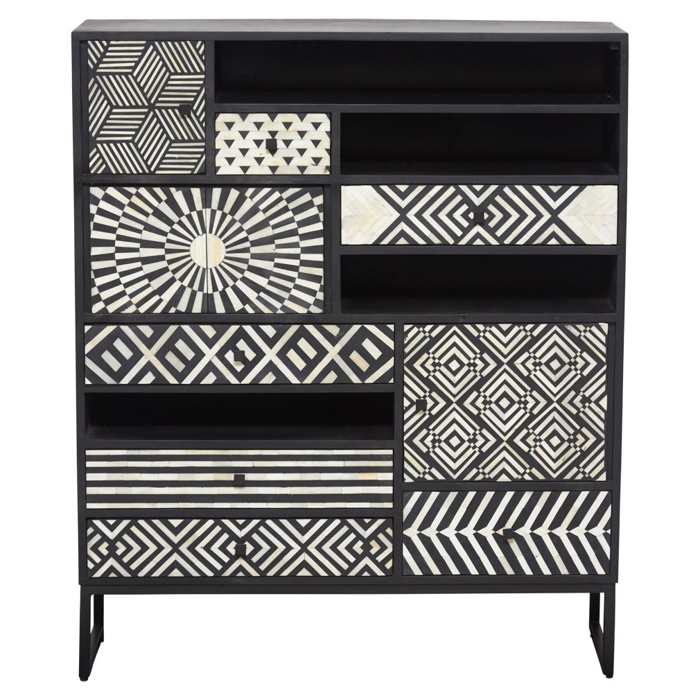 Ariel Bone Inlay Cabinet Black