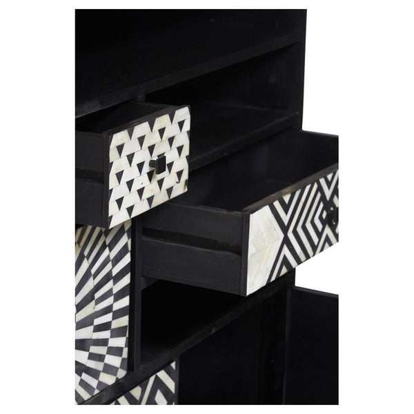 Ariel Bone Inlay Cabinet Black