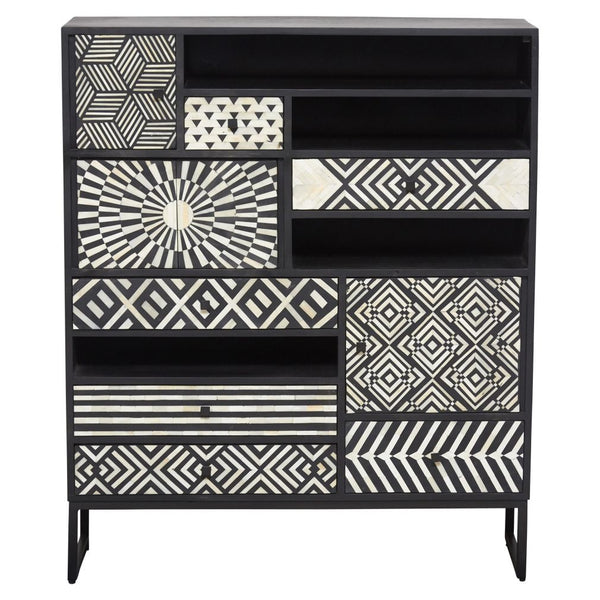 Ariel Bone Inlay Cabinet Black