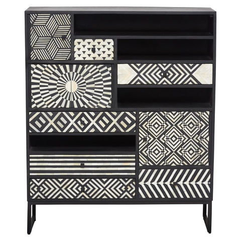 Ariel Bone Inlay Cabinet Black