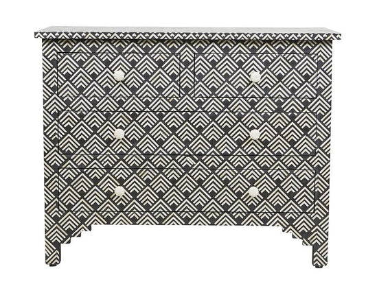 Arrow Bone Inlay 4 Drawer Dresser Black