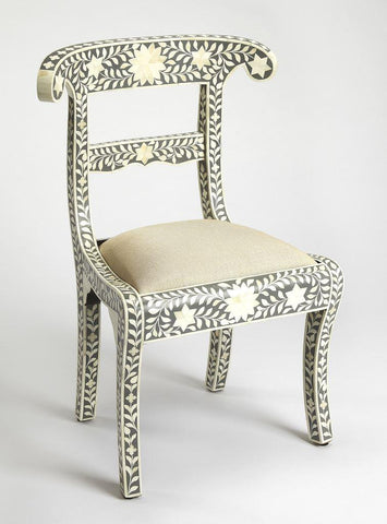 Bone Inlay Floral Chair Grey