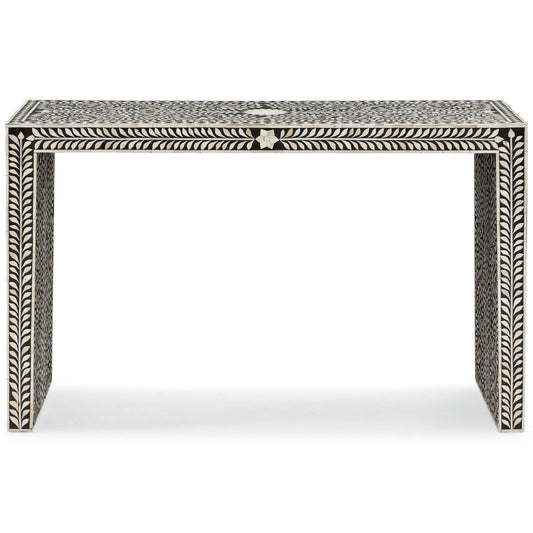 Bone Inlay Floral Console Table Black