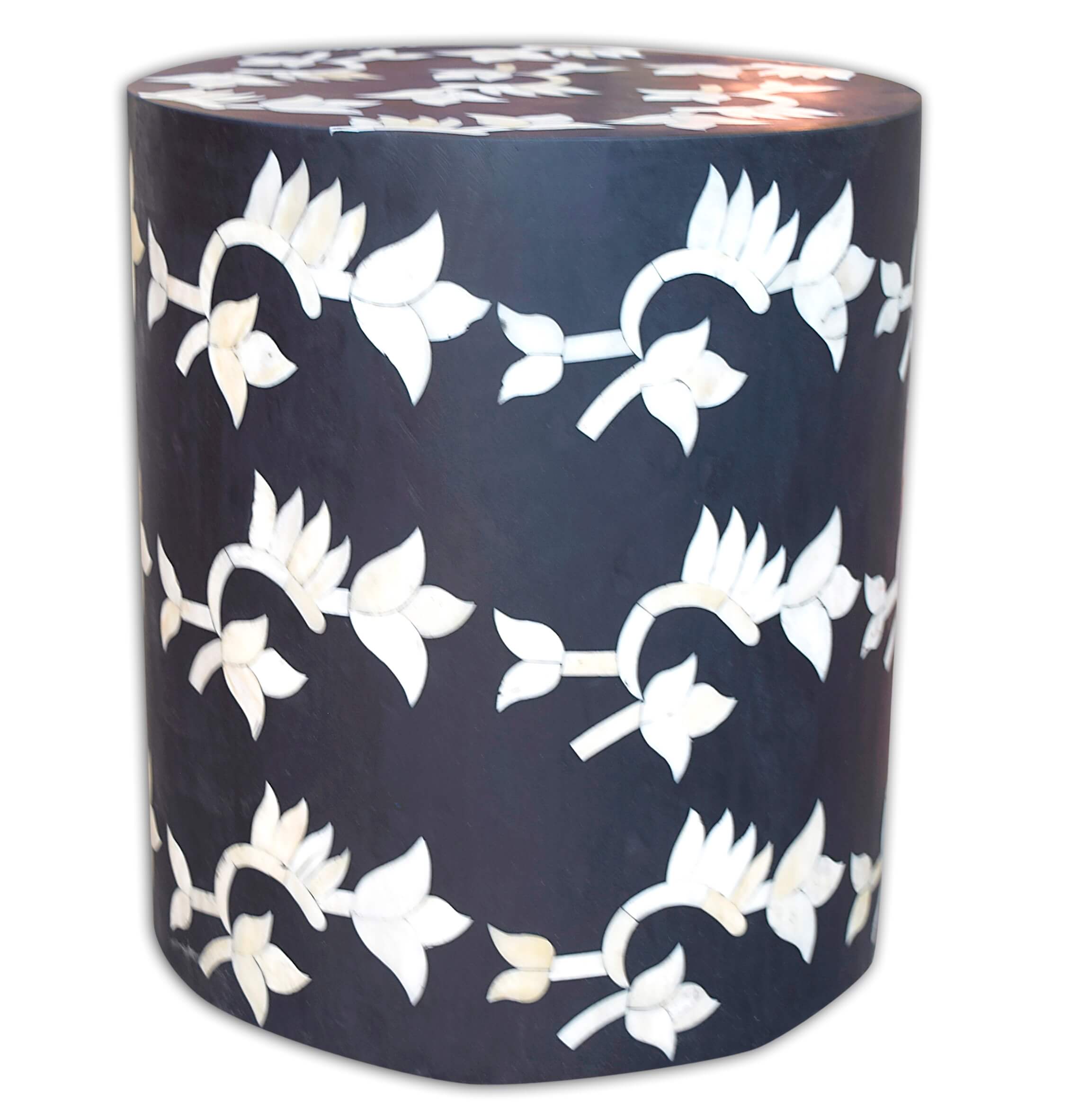 Black Bone Inlay Flower Stool