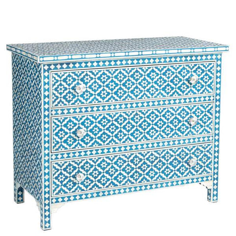 Blue Bone Inlay Arctic Chest Of 3 Drawers