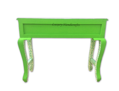 Bone Inlay 2 Drawer Geometric Console Green