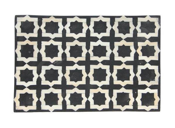 Black Moroccan Pattern Bone Inlay Box
