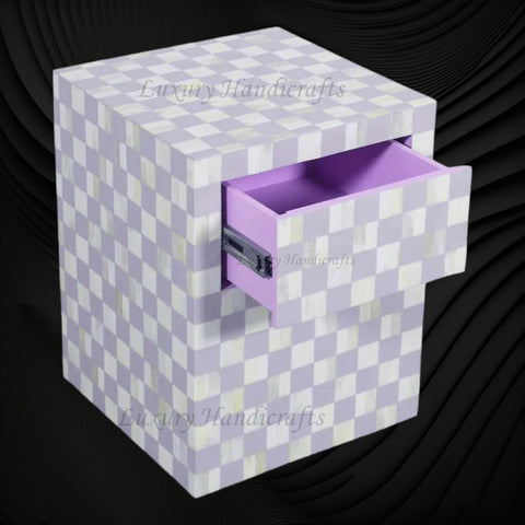 Bone Inlay Checkerboard Bedside Lilac