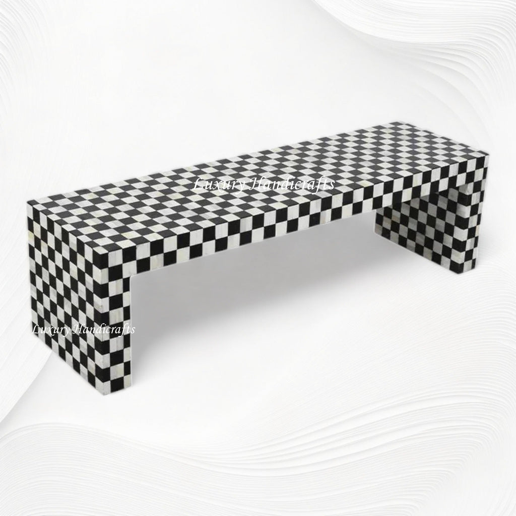 Bone Inlay Checkerboard Coffee Table Black – Luxury Handicrafts