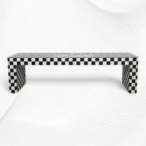 Bone Inlay Checkerboard Coffee Table Black