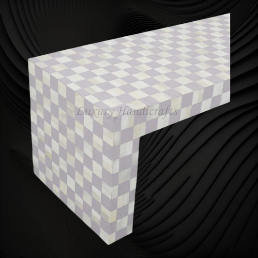 Bone Inlay Checkerboard Coffee Table Lilac