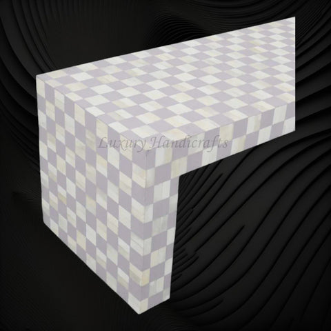 Bone Inlay Checkerboard Coffee Table Lilac