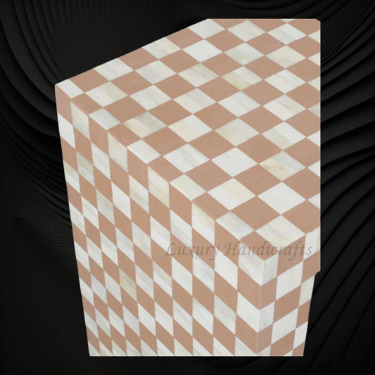Bone Inlay Checkerboard Console Almond