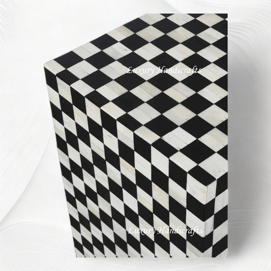 Bone Inlay Checkerboard Console Black