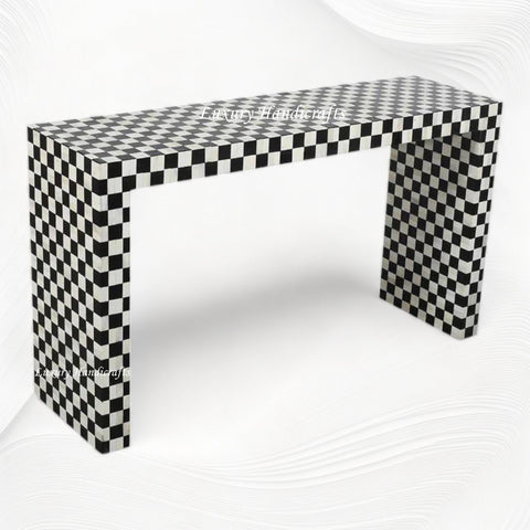 Bone Inlay Checkerboard Console Black