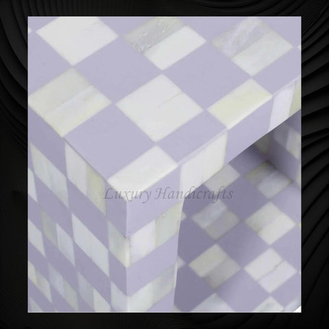 Checker Inlay Side Table Bone Inlay Checkerboard Side Table Lilac – Luxury Handicrafts