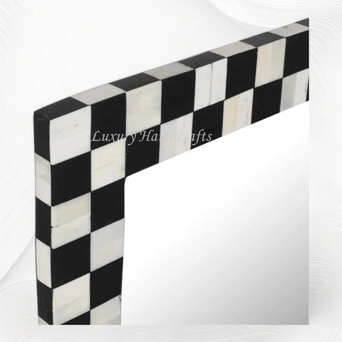 Bone Inlay Checkerboard Mirror Black