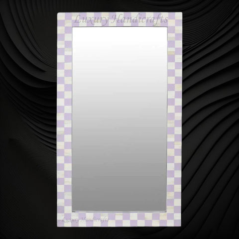 Bone Inlay Checkerboard Mirror Lilac