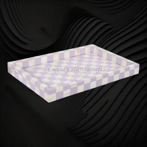 Bone Inlay Checkerboard Tray Lilac