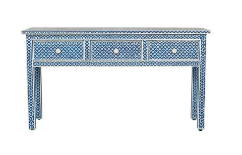 Blue Bone Inlay Fishscale Console 3 Drawer