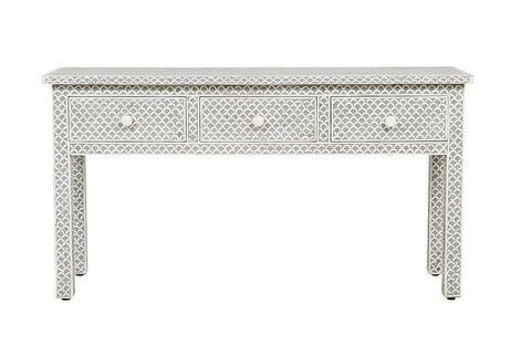 Grey Bone Inlay Fishscale Console 3 Drawer