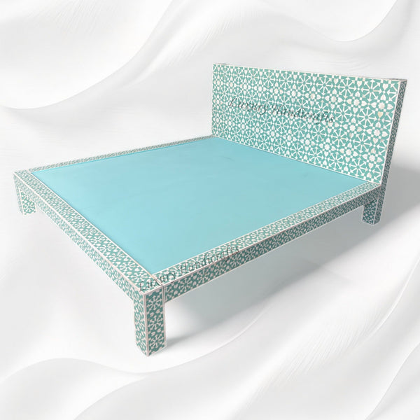 Moroccan Bone Inlay Bed Mint Green